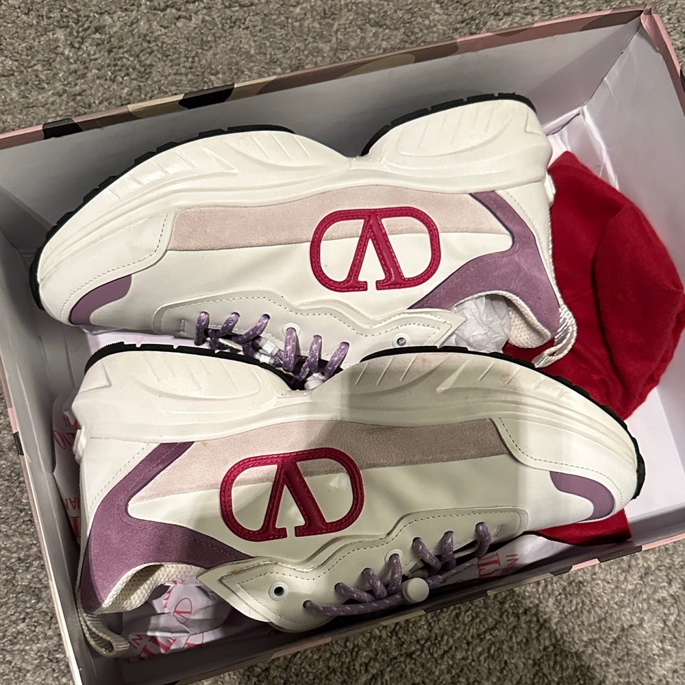 Valentino White and Purple Sneakers